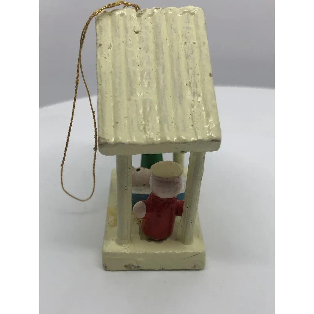 Vintage Wooden Hand Painted Nativity Christmas Ornament 2.5